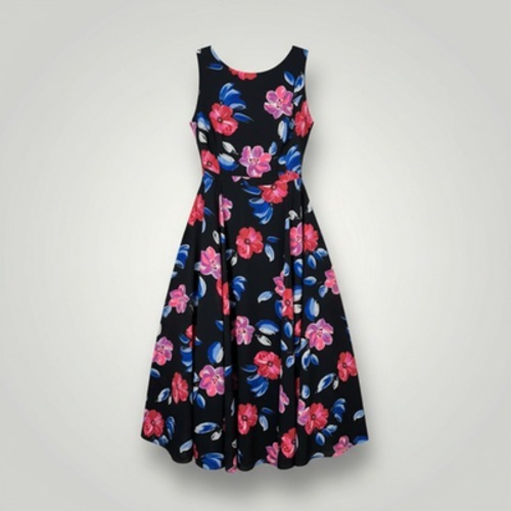 NEW Torrid Maxi Dress Womens 22 Black Pink Floral Fit & Flare Sleeveless Lined
